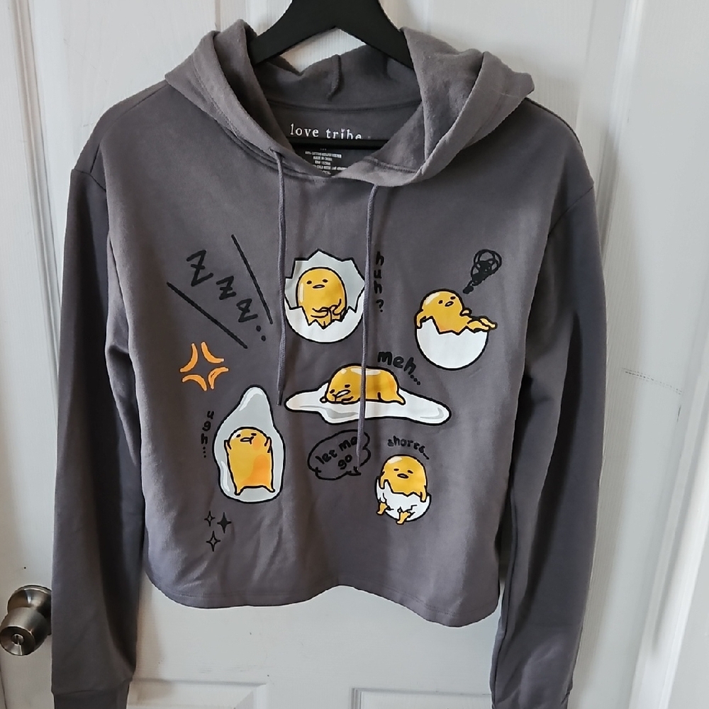 Love Tribe Gray Hoodie with Egg Characters. Gudetama Character